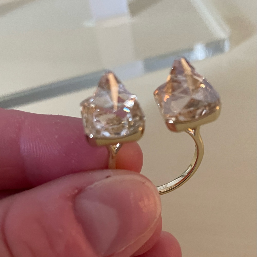 Swarovski Ortyx open ring Pyramid cut, Yellow, Gold-tone plated